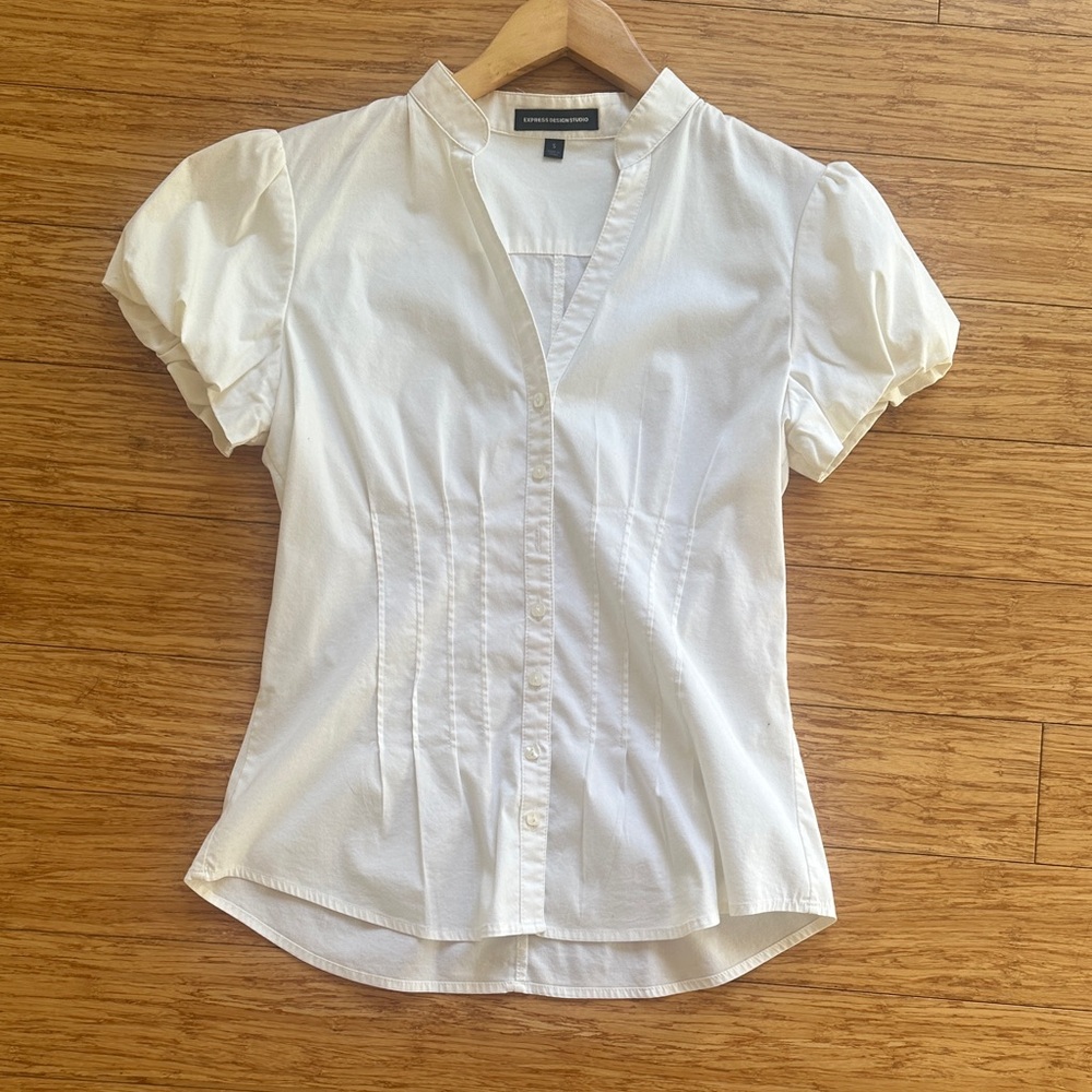 Express White Short Sleeve Blouse